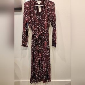 Anthropologie Cloth & Stone Printed Midi Dress, Wine, Size US S